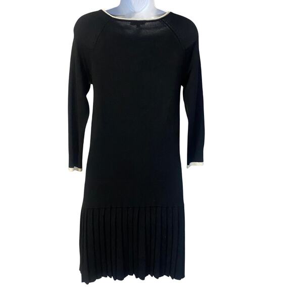 Shoshanna Lisette Long Sleeve Pleated Sweater Dress Black Wool Blend Sz S - Picture 10 of 10